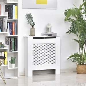 Masca Calorifer 78×82×19 cm – Lemn Alb cu Grilaj Decorativ - Img 2