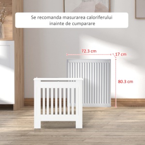 Mască pentru Calorifer din Lemn cu Lamele Verticale și Raft Superior, 78x19x81 cm, Alb - Img 5