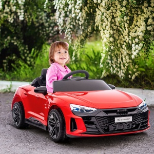 Masina electrica pentru copiii 37-60 luni Licenta Audi cu claxon si butoane muzicale, centuri de siguranta si faruri, PP si metal, 103x58x41 cm, rosu si negru - Img 2