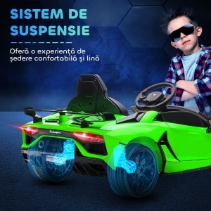 Mașinuță Electrică pentru Copii 3-5 Ani cu Uși Fluture, Mașinuță Electrică cu Telecomandă, 107,5x63x42 cm, Verde - Img 8