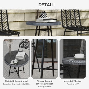 Masuta de cafea pentru exterior din lemn plastifiat, Gri - Img 6