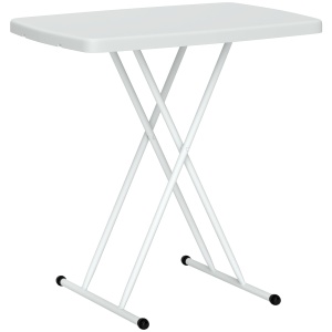 Măsuță de Cafea Pliabilă, Reglabilă pe Înălțime și Portabilă, cu Blat HDPE și Cadru Metalic, 76x50x74 cm, Alb - Img 1