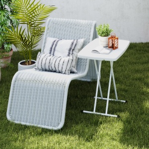 Măsuță de Cafea Pliabilă, Reglabilă pe Înălțime și Portabilă, cu Blat HDPE și Cadru Metalic, 76x50x74 cm, Alb - Img 9