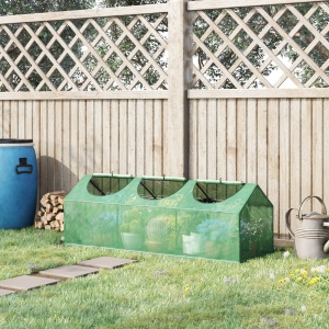 Mini seră de grădină, Seră compactă cu 3 ferestre rulou, protecție PE Anti‑UV și cadru din oțel, pentru plante, legume și fructe, 180×60×60 cm - Img 2
