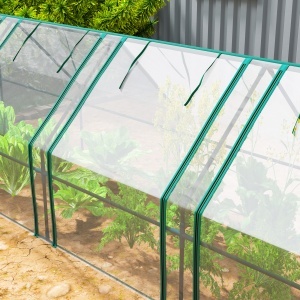 Mini Sera Portabilă Tip Tunel pentru Plante, Flori, Casă Caldă cu Uși Rulabile cu Fermoar, Transparentă - Img 9