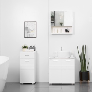 Mobilier Baie din Lemn cu Sertar si Dulapior 1 Usa cu Polite, 35x30x77,5 cm - Img 2