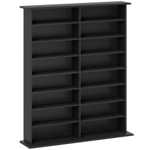 Mobilier Bibliotecă cu 16 Rafturi pentru 720 CD-uri din Lemn 106.5x24x126.3 cm Negru - Img 1