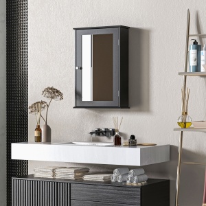Mobilier de Baie Dulap Suspendat cu Oglindă 41x14x60cm Negru - Img 7