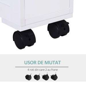 Mobilier pentru Baie in Lemn cu Rafturi si 2 Sertare,Alb 16x52x66cm - Img 4