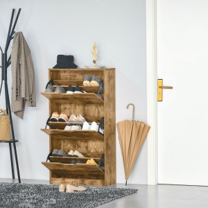 Mobilier Suport pentru Pantofi 3 Usi cu Polite Reglabile pentru 12-18 Pantofi Maro - Img 6