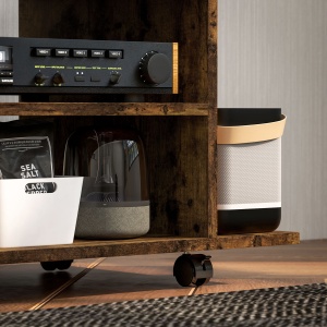 Modern TV Cabinet Stand Storage Shelves Table Mobile Bedroom Furniture Bookshelf Bookcase Rustic Brown - Img 9