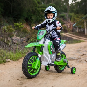 Motocicleta Copii 12V Verde – Reincarcabila, Cu Rotile de Siguranta - Img 2