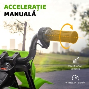 Motocicleta Electrică Copii cu 2 Motoare, Accelerație Manuală, Copii 3-6 Ani Verde - Img 4