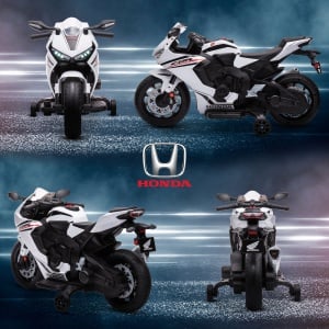 Motocicletă Electrică pentru Copii cu Baterie Reîncărcabilă de 6V, Viteză 3 km/h și Muzică, 90x44x52 cm, Alb - Img 9