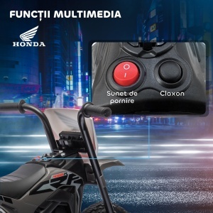 Motocicletă Electrică pentru Copii sub Licență Honda CRF450RL cu 3 Roți și Claxon, 71x40.5x43.5 cm, Gri - Img 5