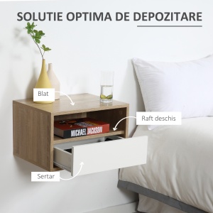 Noptiere Suspendate – Set 2 cu Sertar si Raft - Img 5