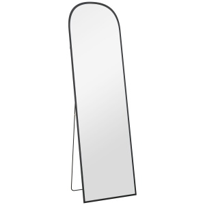 Oglindă de Podea și Perete Modernă din Aliaj de Aluminiu cu Suport Pliabil, 50x170 cm, Neagră - Img 1