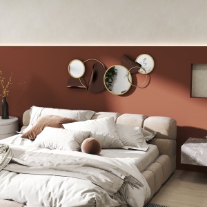 Oglindă Modernă Rotundă de Perete cu Decorațiune 101x41.5 cm, Auriu - Img 9