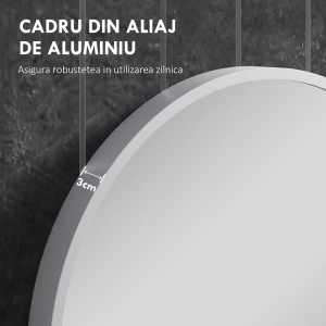Oglindă Ovală pentru Baie, Oglindă Modernă de Perete cu Rama din Aluminiu și Montaj Vertical sau Orizontal, 60x90 cm, Argintiu - Img 5