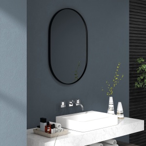 Oglindă pentru Baie cu Ramă din Aluminiu, 40x70 cm, Negru - Img 8