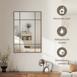 Oglinda Perete – Dreptunghiulara cu Cadru Metalic Stil Fereastra - Img 4