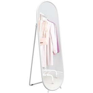 Oglindă Verticală de Podea cu Suport 40x41x159 cm Alb - Img 1