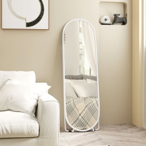 Oglindă Verticală de Podea cu Suport 40x41x159 cm Alb - Img 8