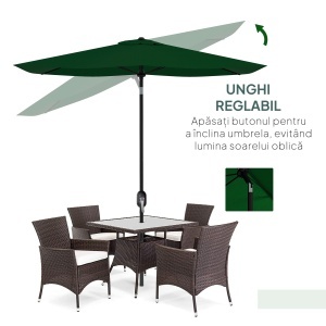 Ombrellone da Giardino 2x3m Inclinabile e Apertura a Manovella Grigio - Img 4