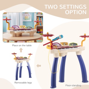 Orga Pian pentru Copii cu Set de Tobe Instrument Muzical Electronic cu Sunete Multiple Lumini Microfon Taburet pentru Fete si Baieti - Img 9