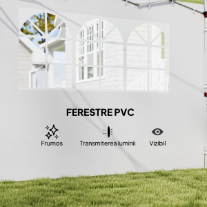 Panouri Laterale pentru Foișor Pop-Up, 3x2m, Alb - Img 6