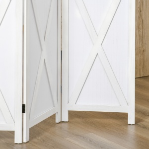 Paravan Interior cu 4 Panouri Pliabile din Lemn, 182x170 cm, Alb - Img 8
