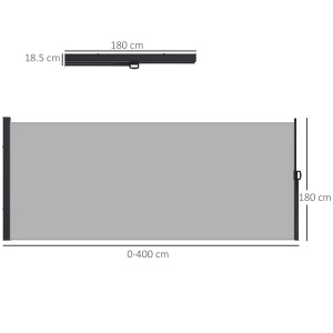 Paravan Lateral Retractabil 400x180 cm Gri - Img 3