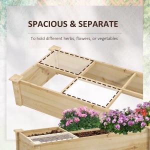 Patul supraînălțat pentru grădină și grădină de legume cu partiție internă și fund deschis, 237x60x25cm, lemn natural - Img 4