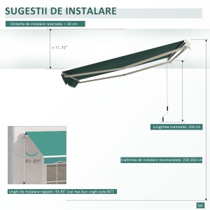 perdea tip rulou parasolar impermeabil, 295x245cm, verde - Img 9