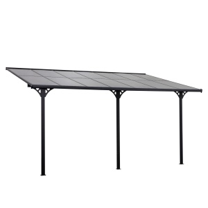 Pergola montata pentru gradina din policarbonat si aluminiu, montare reglabila, gri - Img 1