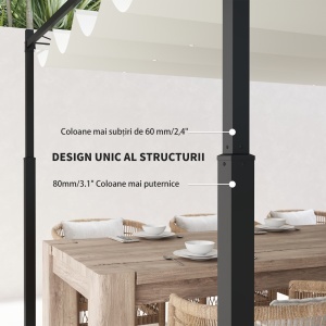 Pergola Pavilion 3×3 m cu Copertina Retractabila – Alb‑Crem - Img 5