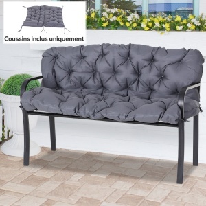 Pernă pentru Scaun și Spătar pentru Bancă de Grădină leagăn canapea 2 Locuri Mare Confort 132 x 110 x 10 cm Gri - Img 2