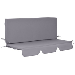 Perne pentru exterior din spuma si poliester pentru balansoar de gradina, 3 locuri cu elemente de fixare, 2 bucati da 130x45x5 cm, gri inchis - Img 1