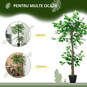 Plantă Artificială Copac de Ceai cu 546 de Frunze Realistice și Ghiveci de Ciment 120 cm Verde - Img 4