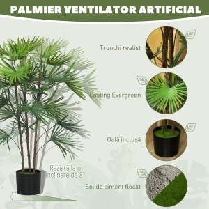 Plantă artificială de 90 cm din plastic verde cu ghiveci de Ø16.5x13.5 cm - Img 4