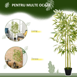 Planta Artificiala de Bambus cu Ghiveci Inclus pentru Interior si Exterior 120cm - Img 5