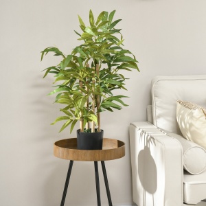 Plantă Artificială de Bambus, Înălțime 60 cm, din Poliester și PP, Verde, cu Vas de Ciment Ø15x12.5 cm - Img 2