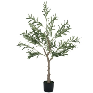 Plantă Artificială de Măslin cu 450 de Frunze, 20 de Măsline și Ghiveci Inclus, Ø15x120 cm, Verde - Img 1