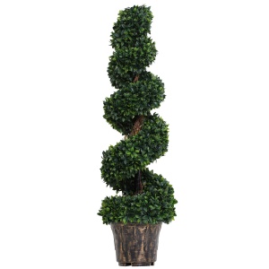 Plantă Artificială Decorativă Buxus în Spirală cu Ghiveci Inclus, Ф32x120 cm, Verde - Img 1