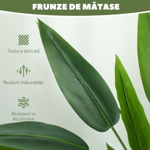 Plantă Artificială "Pasărea Paradisului" cu 20 de Frunze și Ghiveci - Img 5