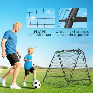 Plasa de fotbal pliabila din PE si oțel, cu unghi reglabil si cuie, 100x95x90 cm, albastru - Img 6