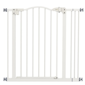 Poartă Extensibilă pentru Câini fără Șuruburi, Poartă de Siguranță Reglabilă, 94-100x94 cm, Alb - Img 1