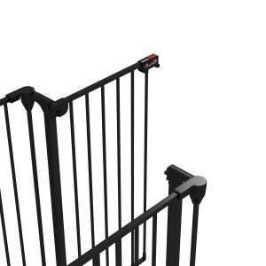 Poartă pentru Câini cu 3 Panouri și Sistem Dublu de Închidere, Barieră pentru Câini pentru Scări, Uși, Holuri, 206x90 cm, Negru - Img 9