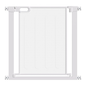 Poartă Reglabilă pentru Câini cu Închidere Automată, din Oțel și ABS, 75-82x76 cm, Alb - Img 1