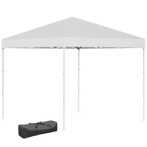 Pop Up Foisor 2,45 x 2,45 m rezistent la apa cu franghii si cuie de otel si tesatura Oxford alba - Img 1